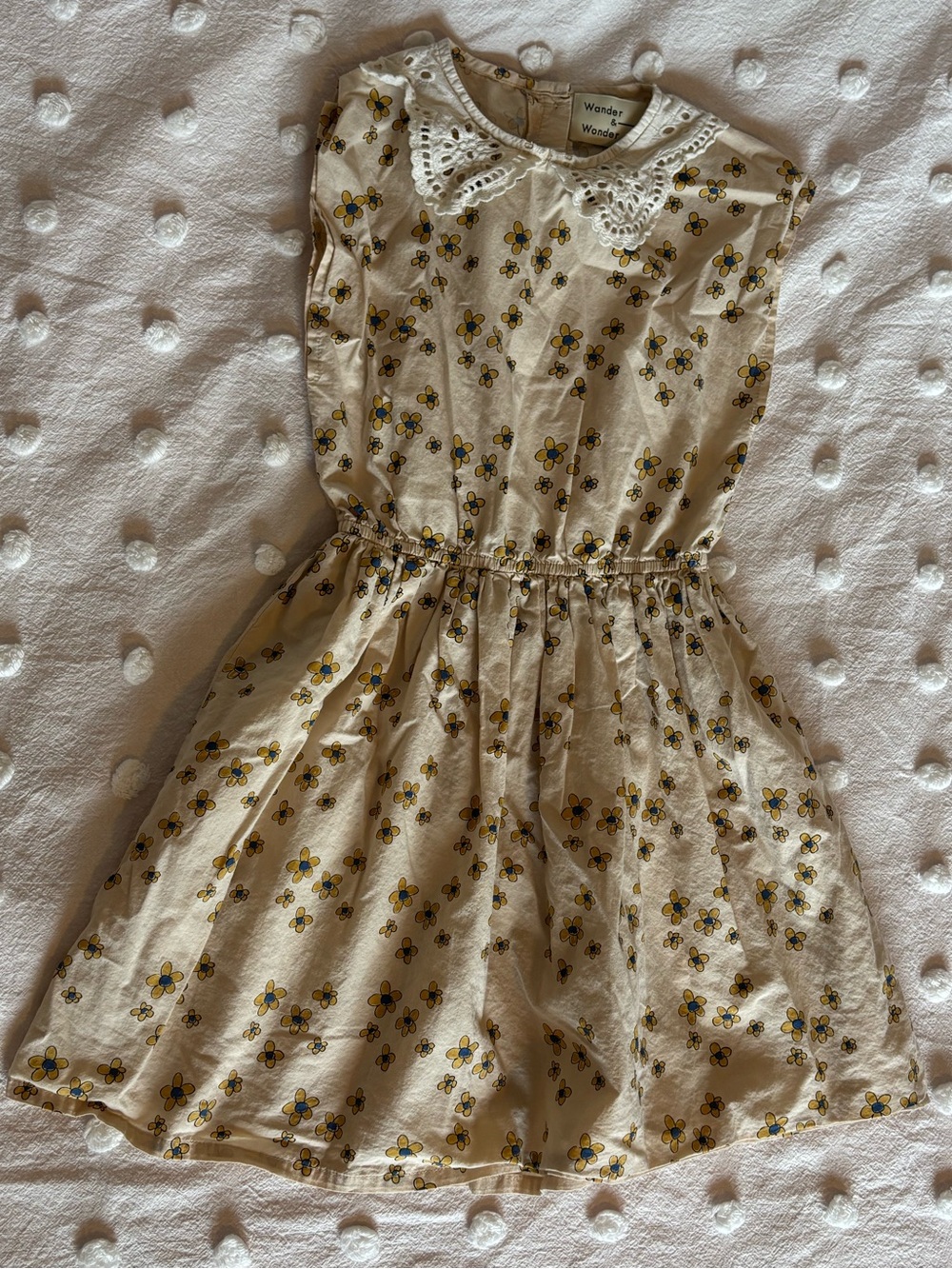 Wander and Wonder Lupita Woven Lace Collar Floral Dress in Ecru | 100% Cotton